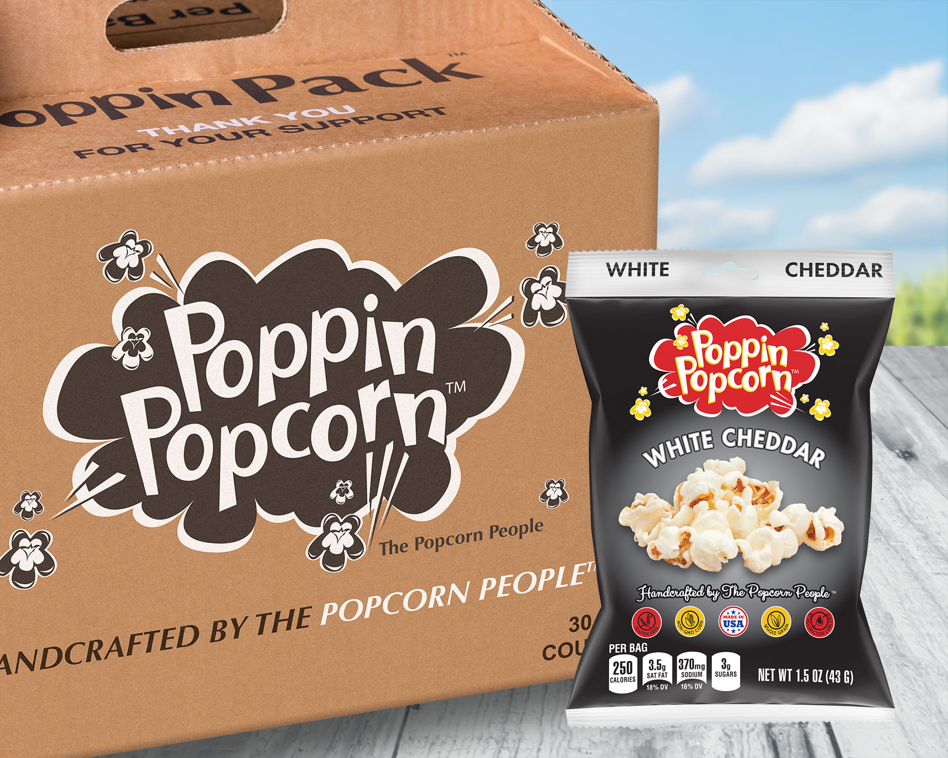 White Cheddar Popcorn 1.50 oz Snack Size | 4 - 30 ct Carriers