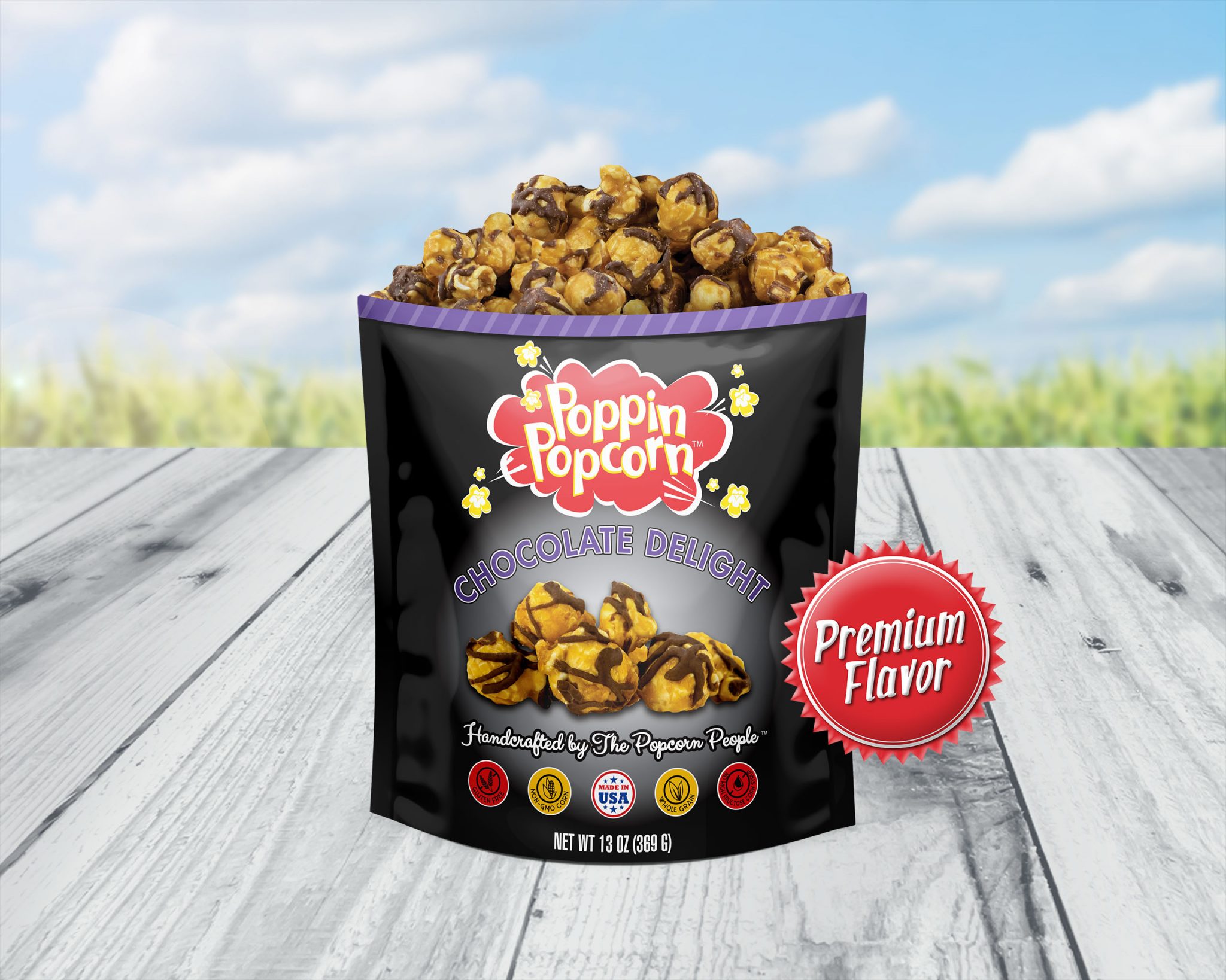 Chocolate Delight Popcorn Premium Bag Poppin Popcorn